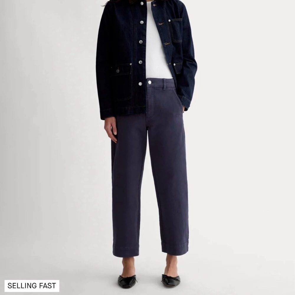 Everlane Navy Denim organic cotton high-rise relaxed straight silhouette jeans 6